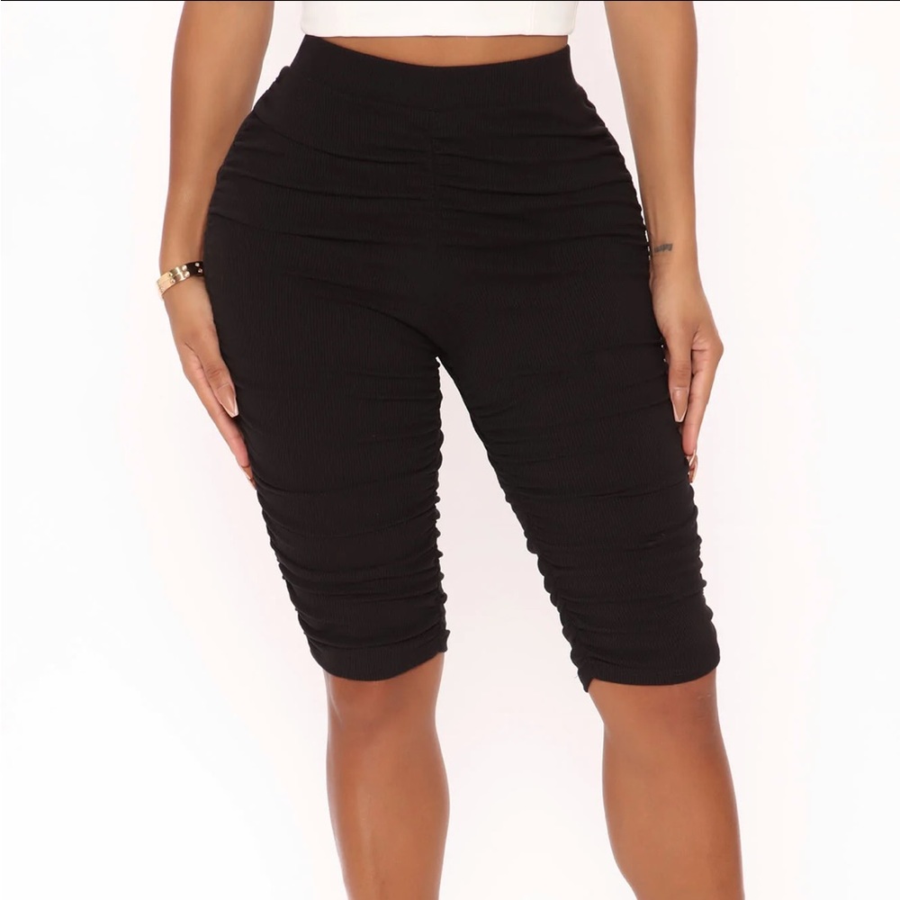 Might Act Up Ruched Biker Short - Black